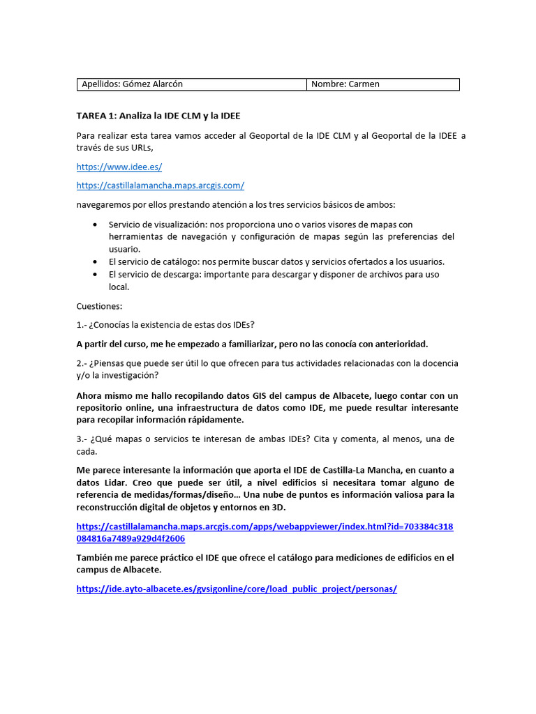 Análisis de IDE CLM e IDEE: Servicios y Puntuaciones | PDF | Usabilidad ...