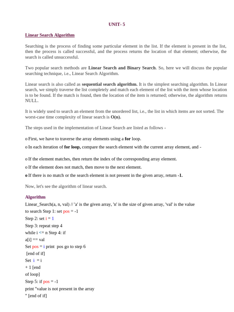 Linear Search Algorithm Explained | PDF | Time Complexity | Algorithms
