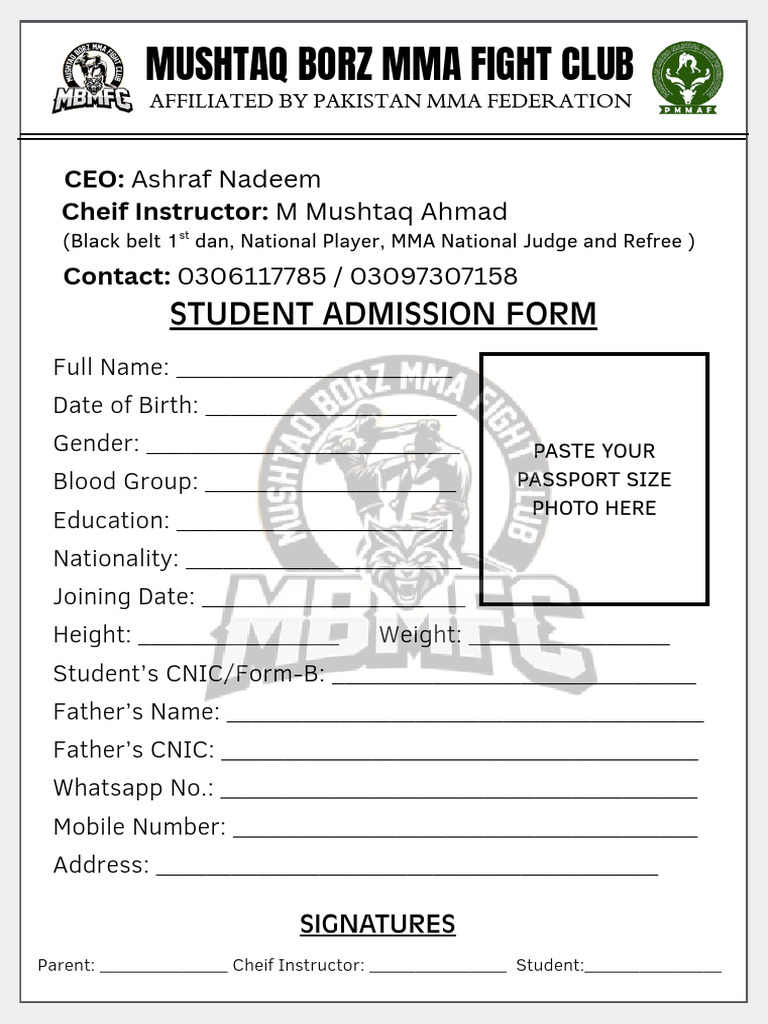 Grey Blue Modern Minimalist Student Admission Form A4 Document | PDF