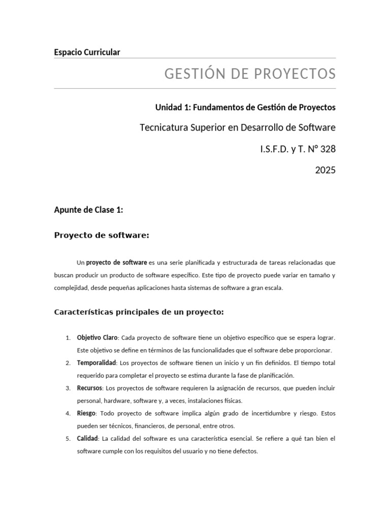 Fundamentos de Gestión de Proyectos de Software | PDF | Software ...