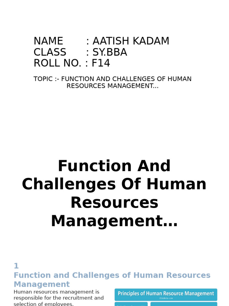HR Management: Functions & Challenges | PDF | Human Resource Management ...