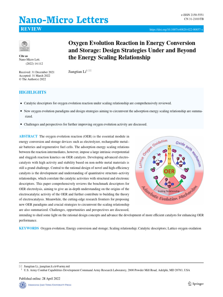 Designing Efficient Oxygen Evolution Catalysts | PDF | Catalysis ...