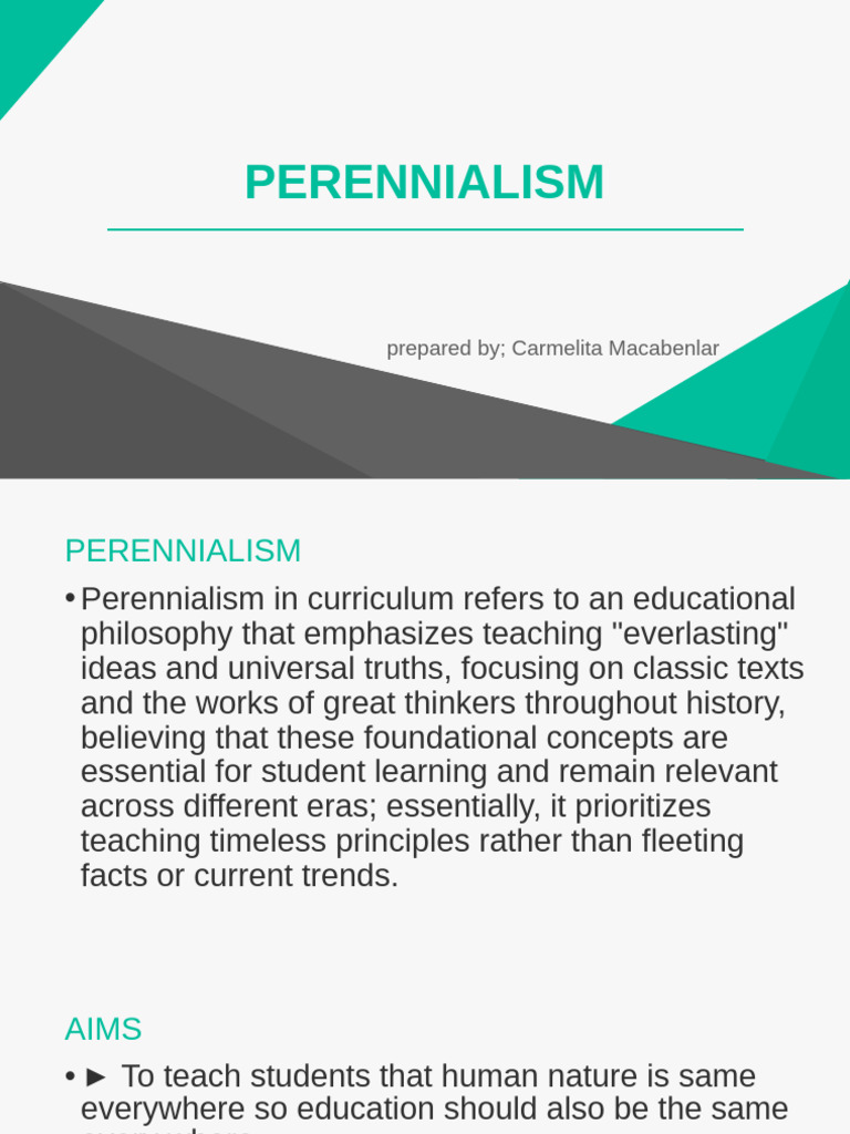 Understanding Perennialism in Education | PDF