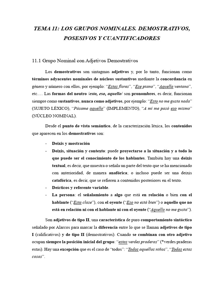 Grupos nominales: demostrativos y cuantificadores | PDF | Adjetivo ...