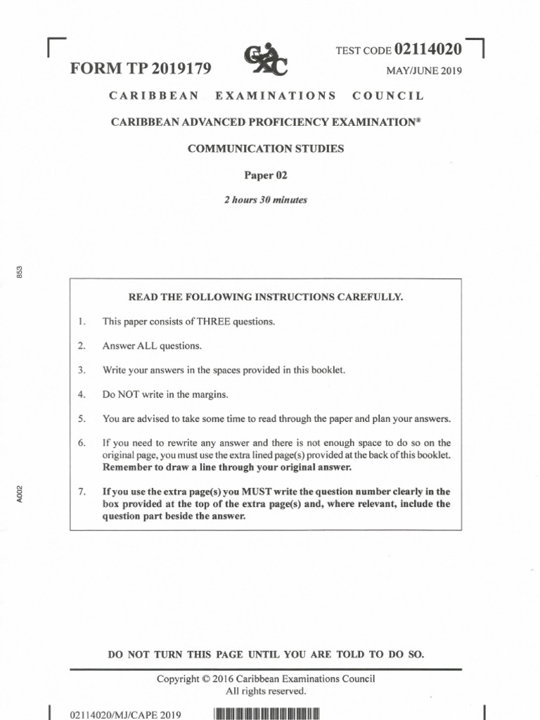 CommStudies 2019 P2 | PDF
