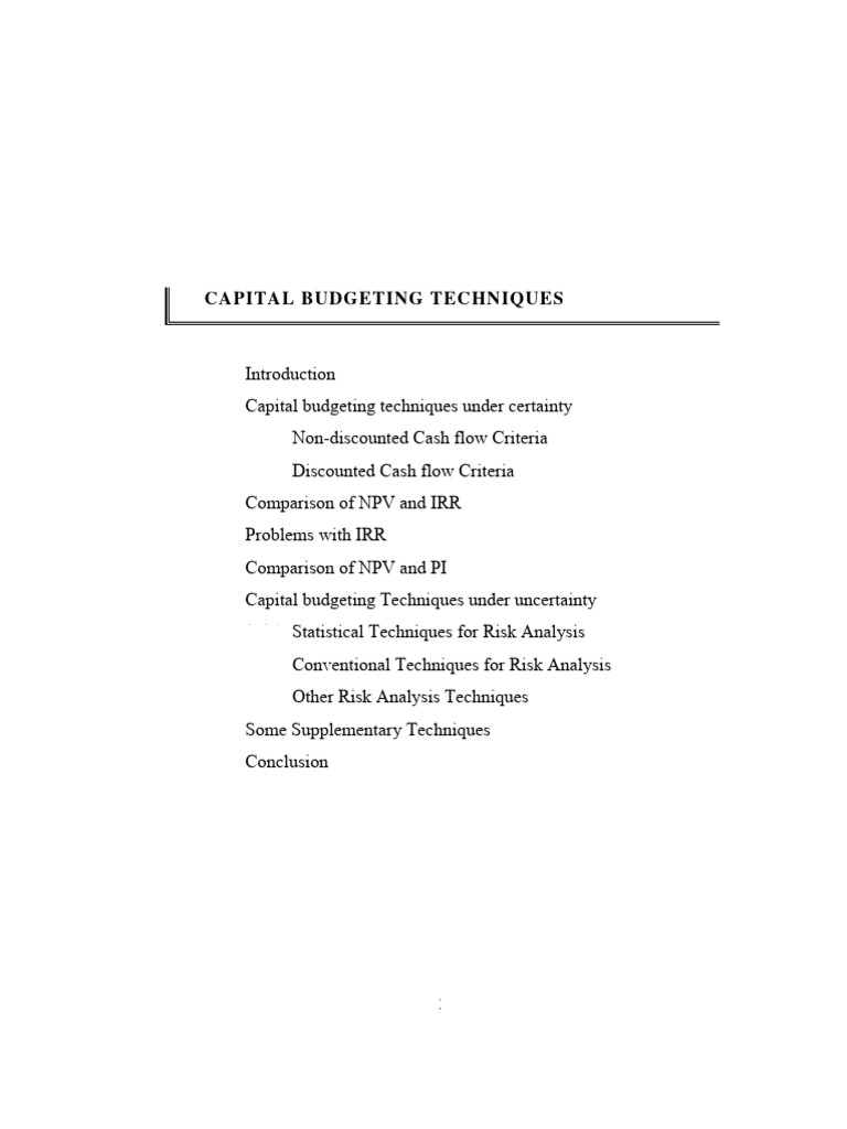 Mpe 505 Capital Budgeting Techniques Class Notes 4 PDF | PDF | Capital ...