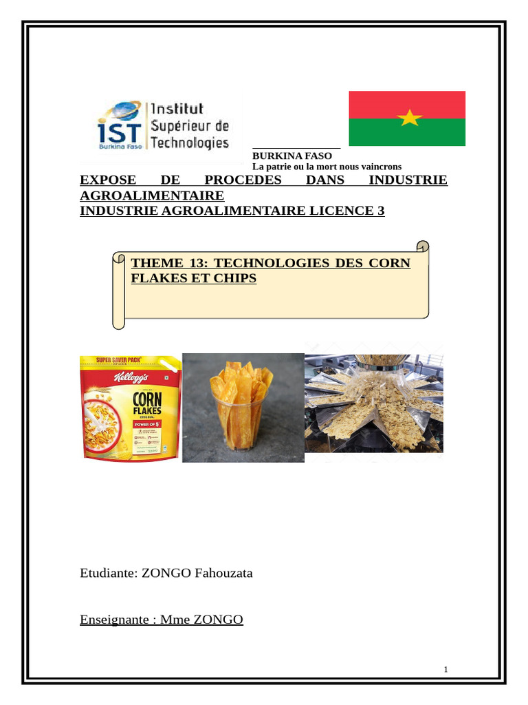 Production de Corn Flakes et Chips | PDF | Chips | Pomme de terre