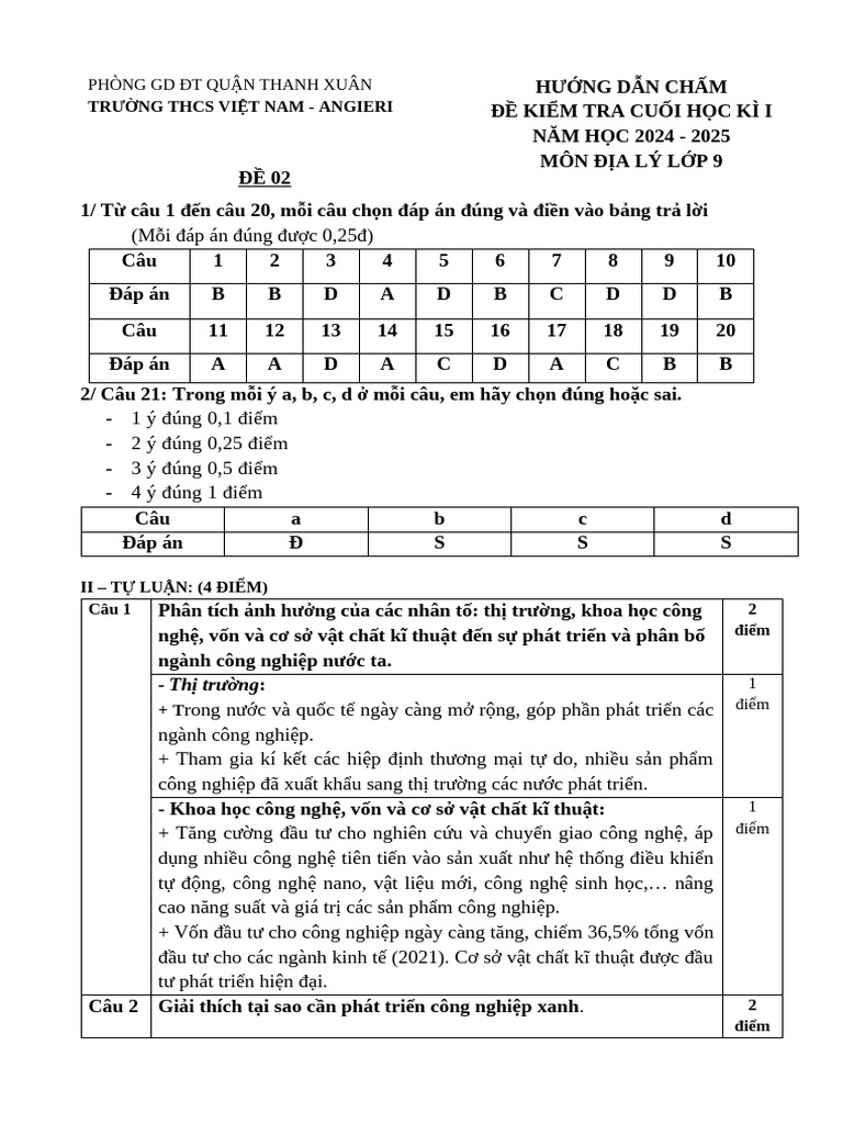 Hdc Đề Ktck1-Địa 9-Đề 2 (2425) | PDF