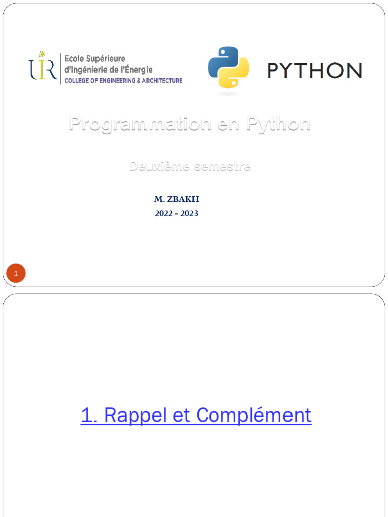 Introduction à la Programmation Python | PDF | Python (Langage de ...