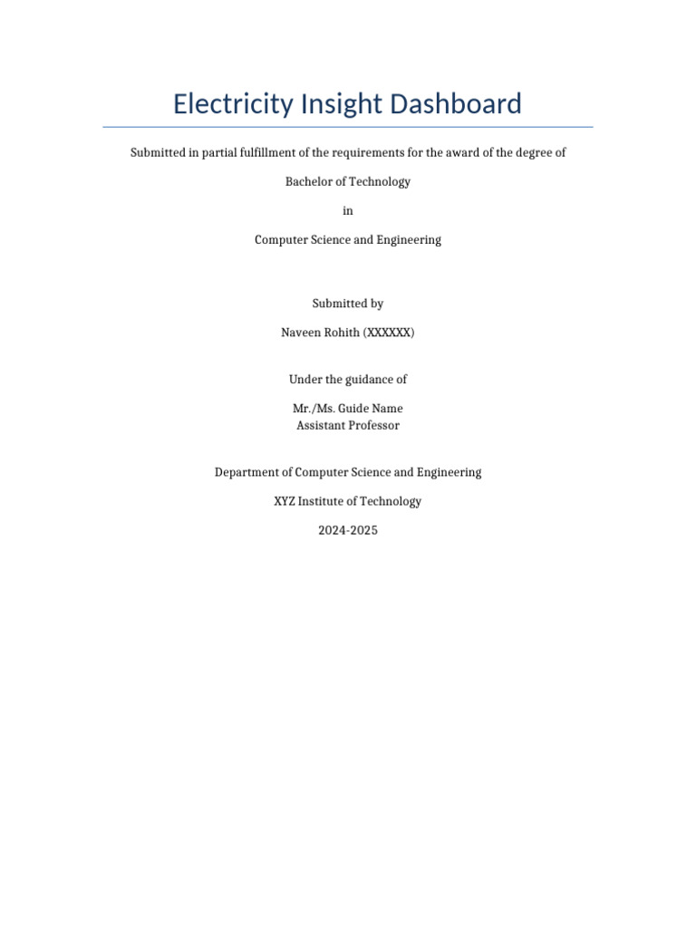 Electricity Insight Dashboard Project Report | PDF
