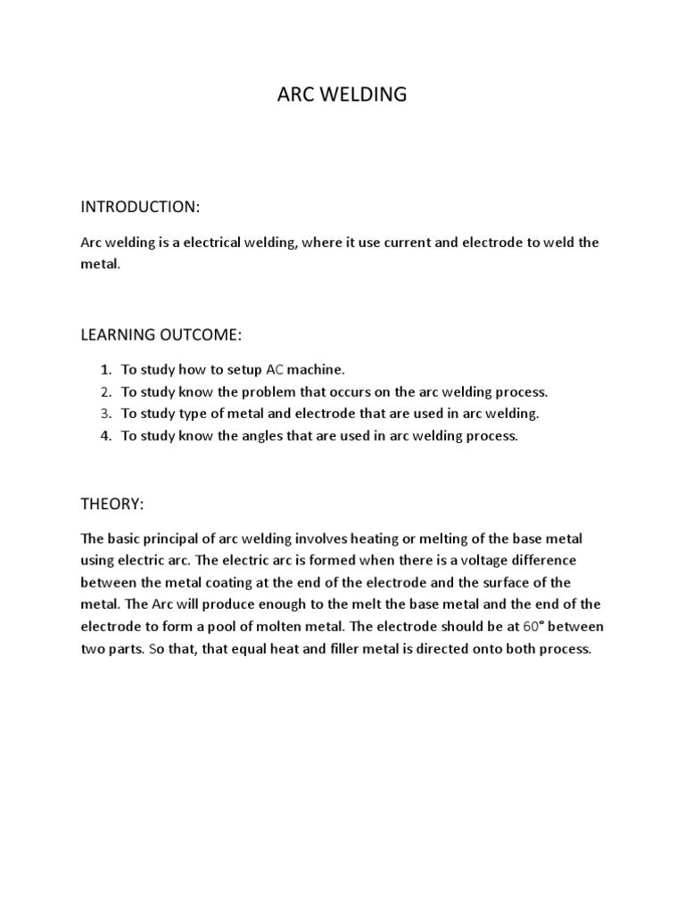 Arc Welding Report Welding Construction