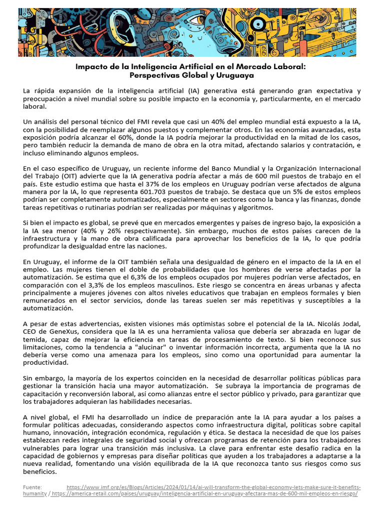 IA y su impacto en el empleo en Uruguay | PDF | Inteligencia artificial ...
