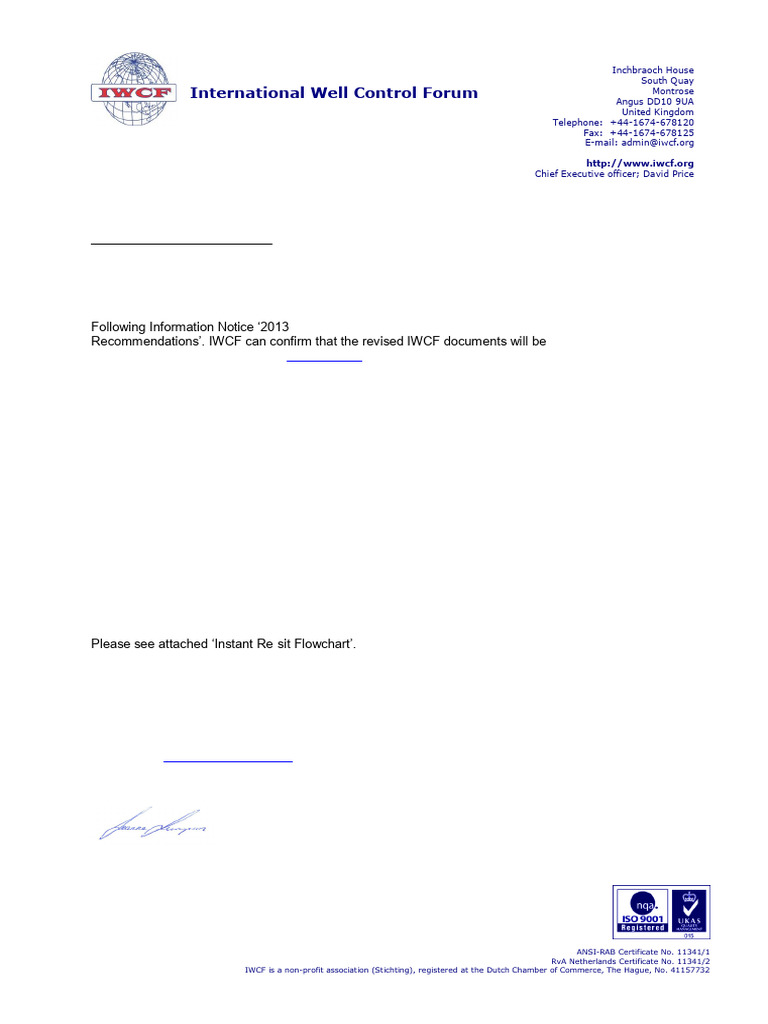 IWCF Re-sit Examination Criteria Update | PDF