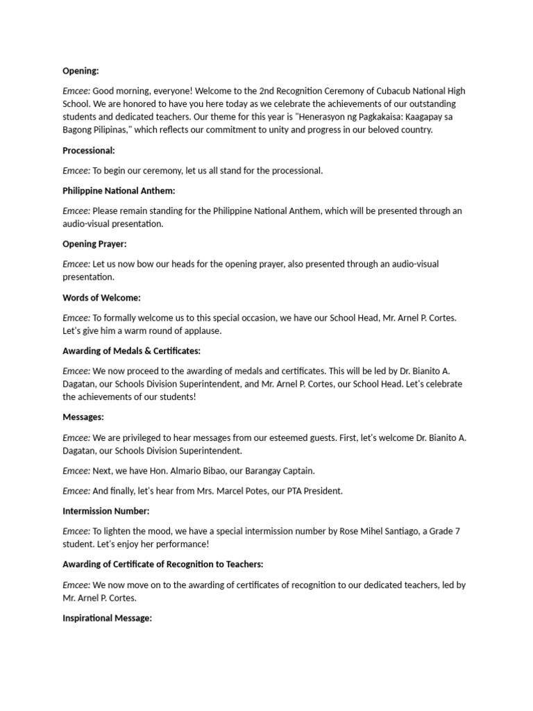 Graduation Ceremony Program Overview | PDF