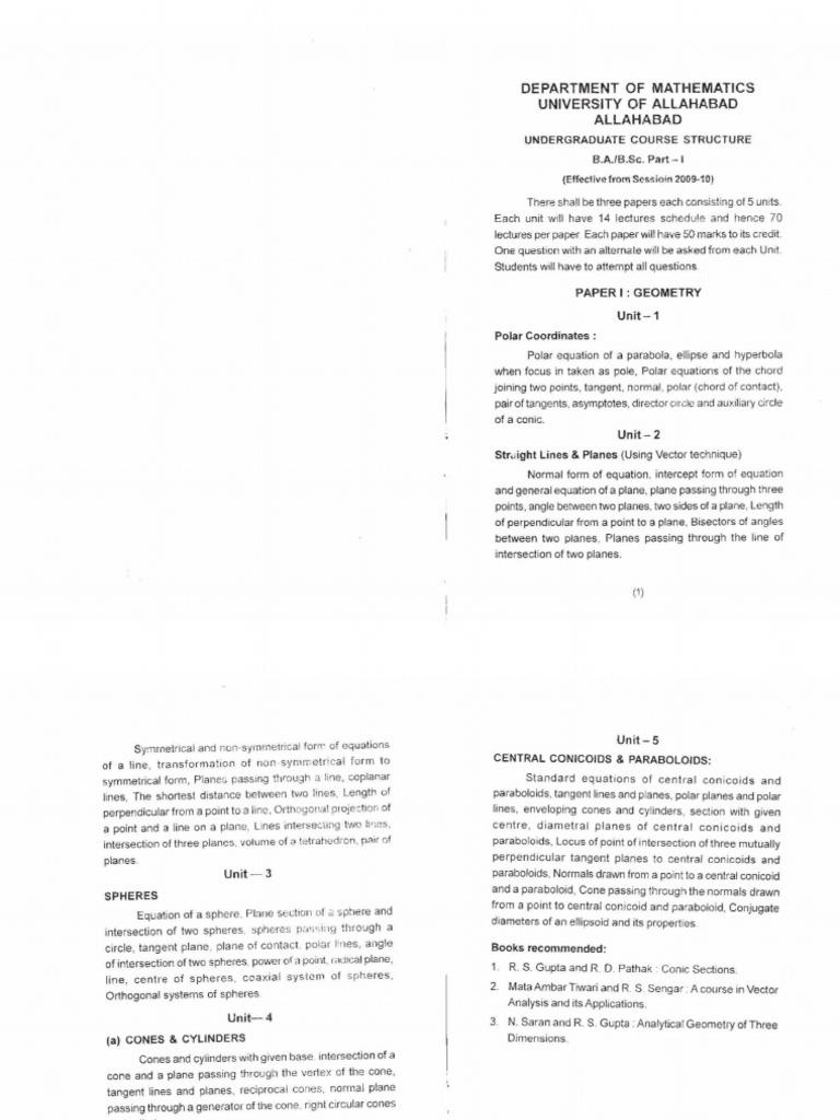 Math Syllabus Ug | PDF | Group (Mathematics) | Ring (Mathematics)