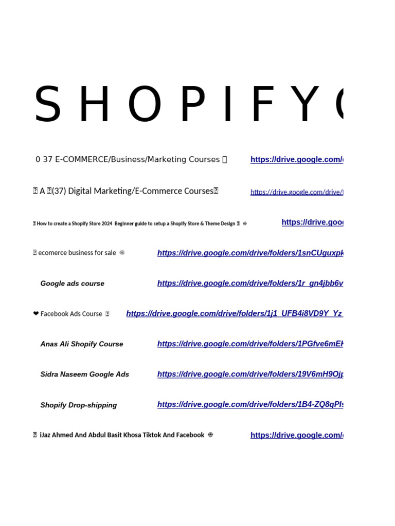 Free Shopify Course by Anas Ali | PDF