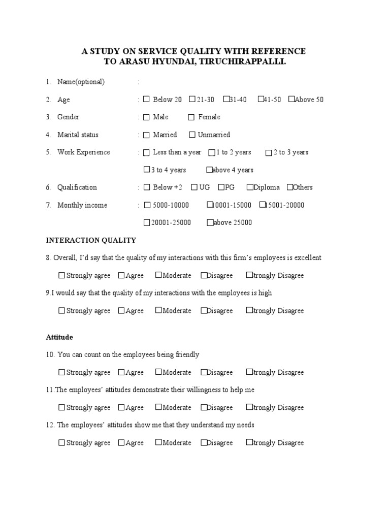 Service Quality Analysis at Arasu Hyundai | PDF | Action (Philosophy ...