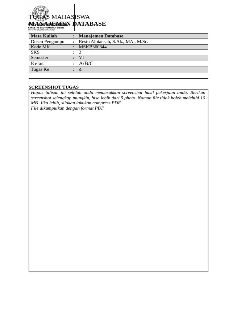 Database Management - Worksheet - Task 4 | PDF