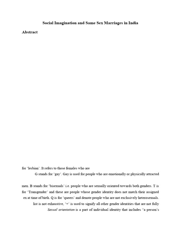 Social Imagination and Same Sex Marriages in India | PDF ...