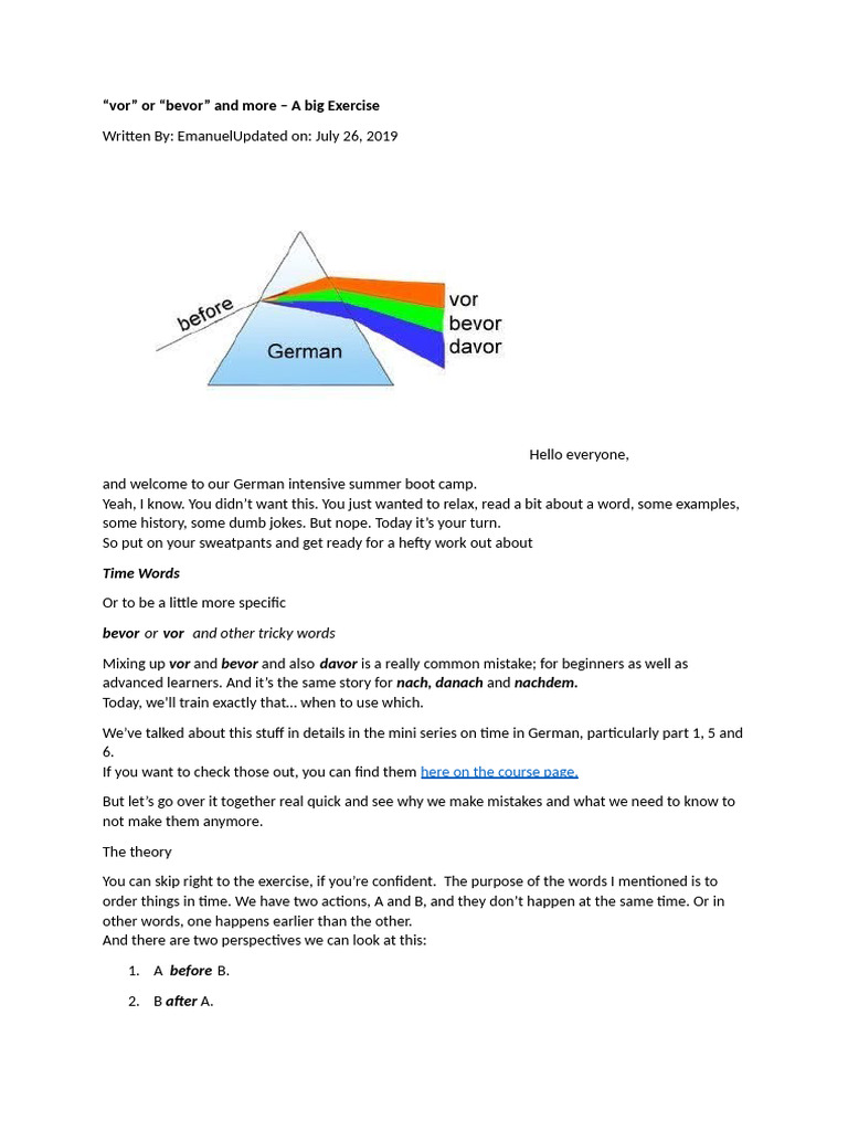 Mastering German Time Words | PDF | Adverb | Verb