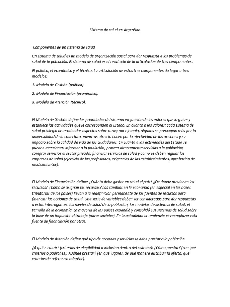 Sistema de Salud en Argentina: Estructura y Desafíos | PDF | Ministerio ...