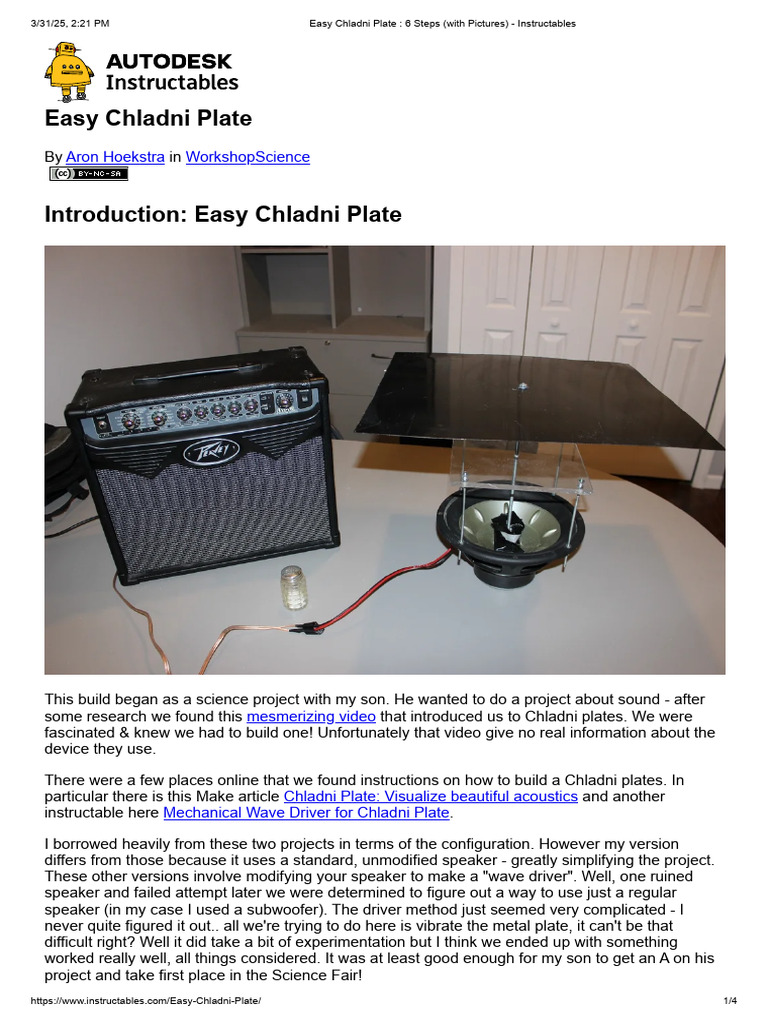 Build Your Own Chladni Plate | PDF | Loudspeaker | Nut (Hardware)