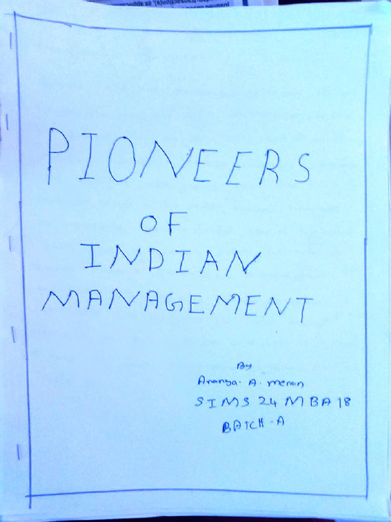 Pioneers of Indian Management Insights | PDF