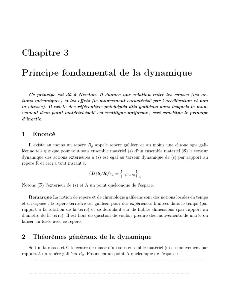 Principe fondamental de la dynamique | PDF | Lois du mouvement de ...