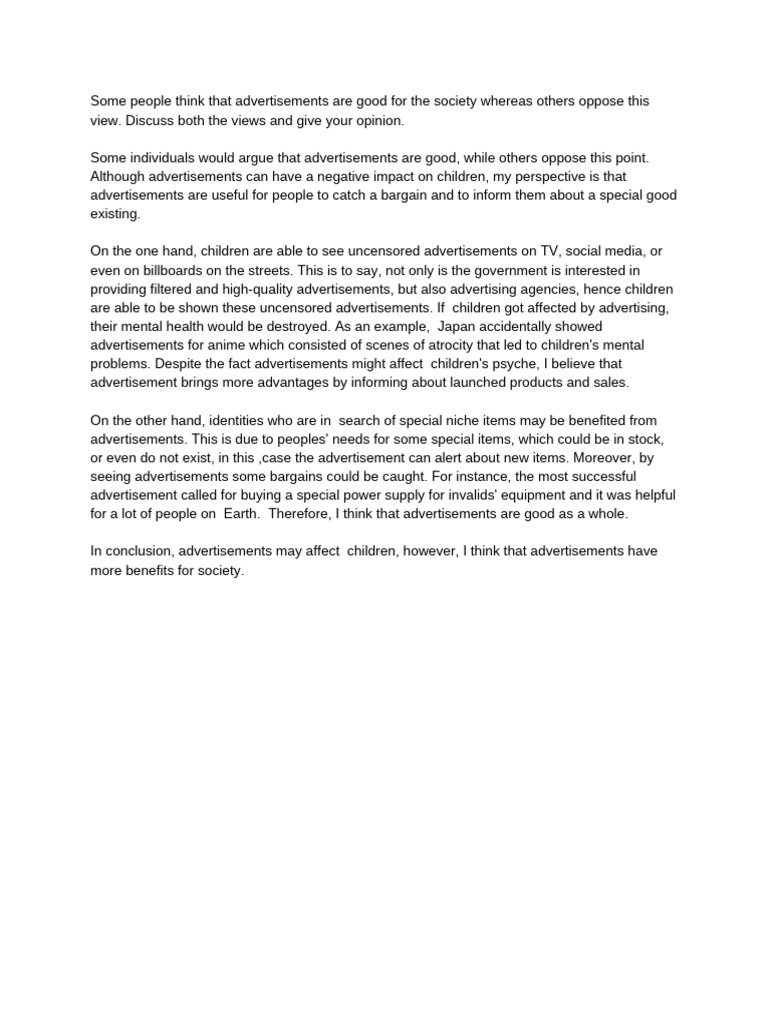 Benefits of Advertisements in Society | PDF