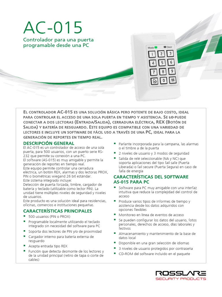 AC 015 Datasheet v00 010412 Spanish A4 | PDF | Relé | Software