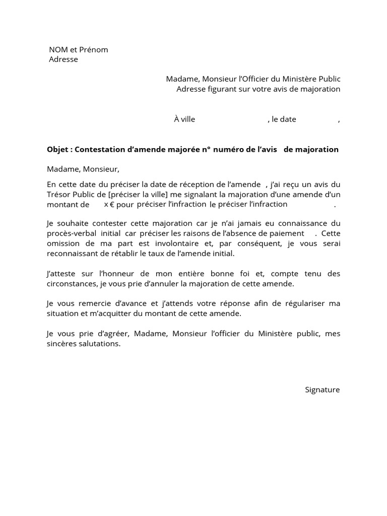 Contestation d'Amende Majorée | PDF