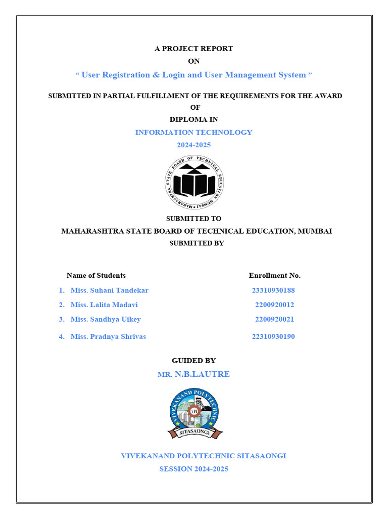 User Registration & Management System | PDF | User (Computing) | Password