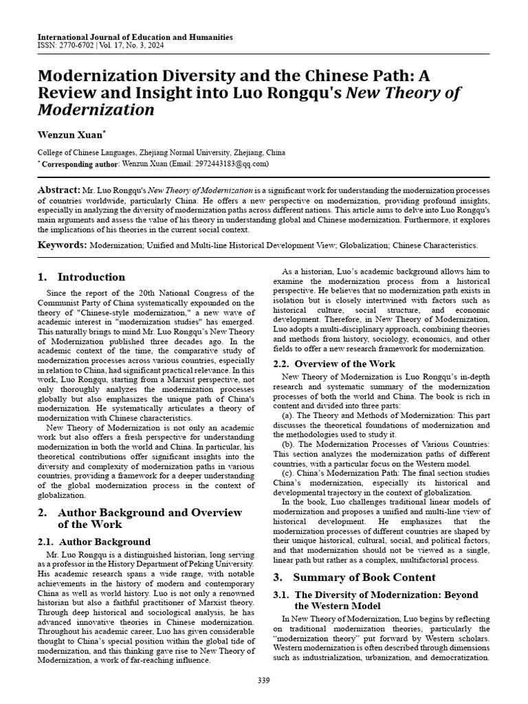 Modernization Diversity and The Chinese Path A Rev | PDF ...