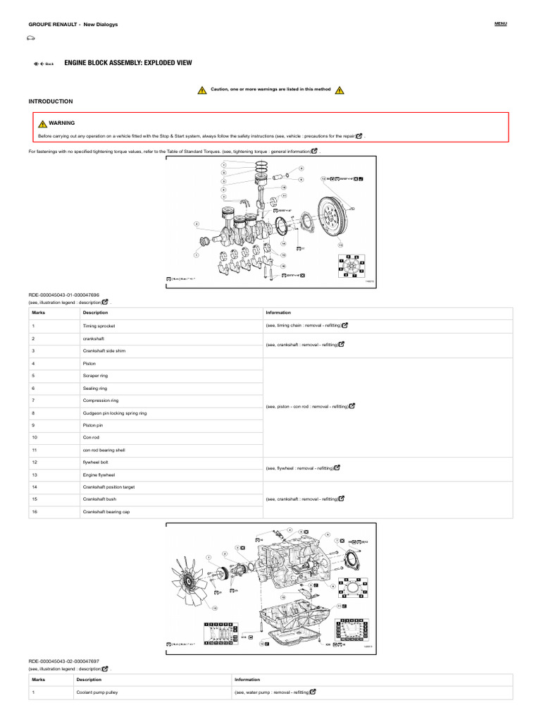 Engine Block Assembly Exploded View | PDF | Piston | Pump