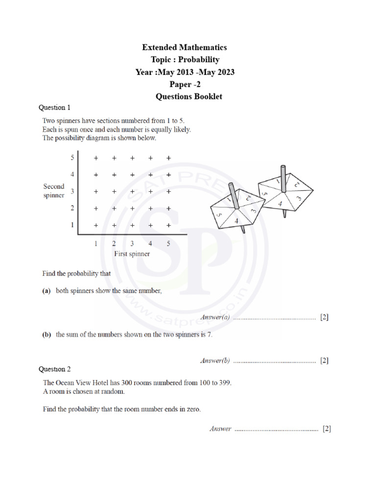 IGCSE Ext Math P2 Probability 8 | PDF | Mathematics