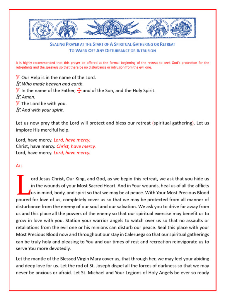 Sealing Prayer for Spiritual Gatherings | PDF | Prayer | Mercy