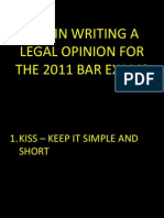 Tips in Writing A Legal Opinion For The 2011 Bar Exams