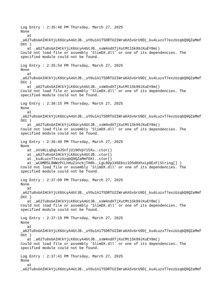 SlimDX.dll Load Error Log Entries | PDF | Data Management ...