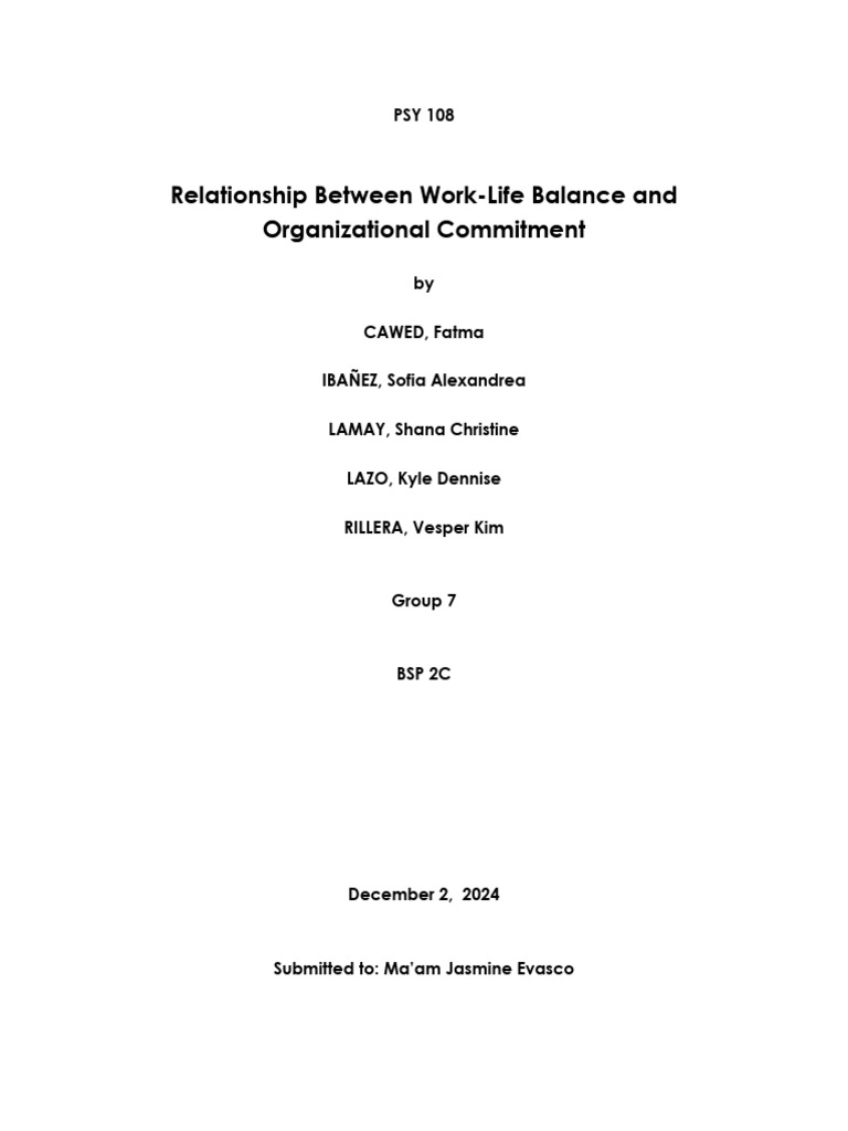 Work-Life Balance and Commitment Study | PDF | Work–Life Balance ...