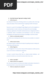 RESEARCH METHODOLOGY MAKAUT QUESTION BANK