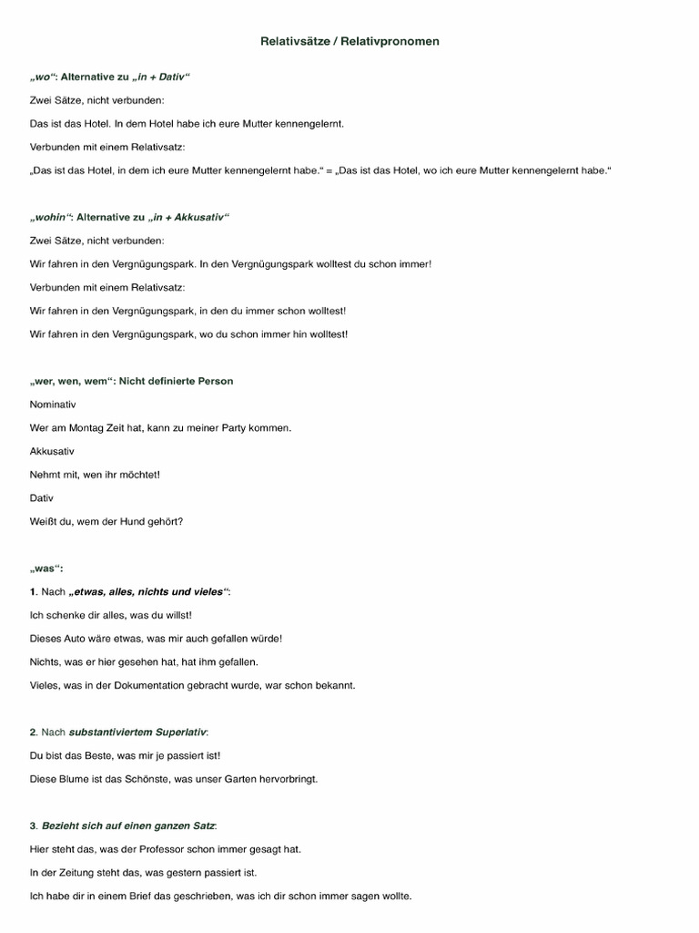 Relativsätze - Relativpronomen | PDF