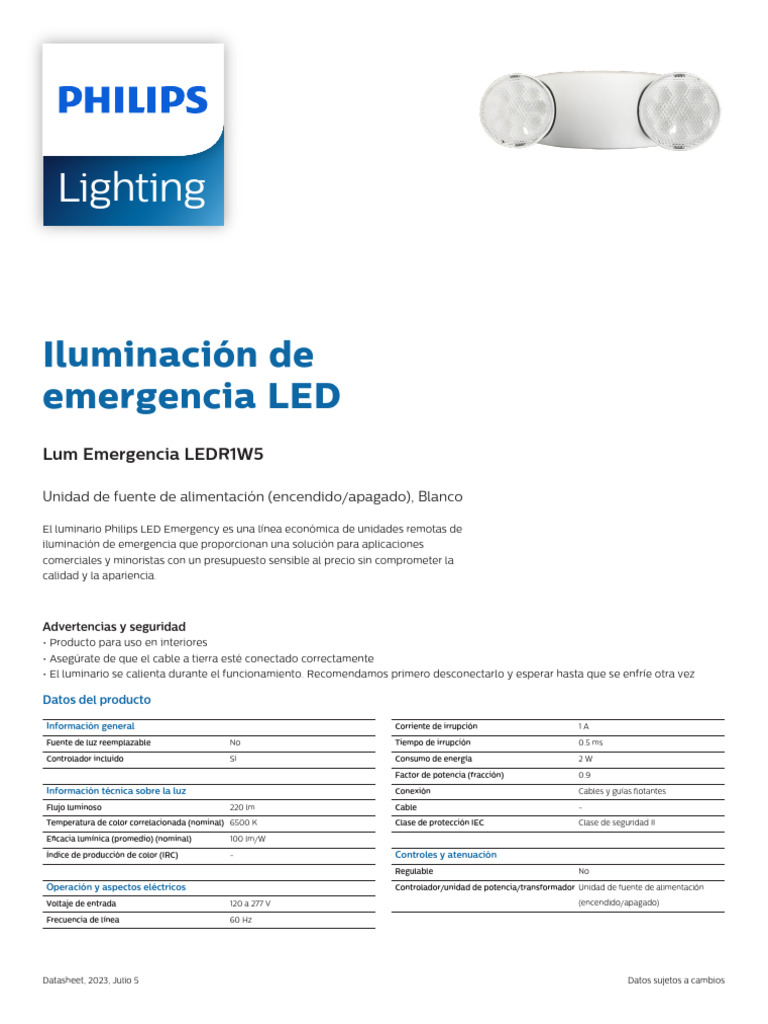 EMERGENCIA PHILIPS | PDF | Diodo emisor de luz | Fuente de alimentación