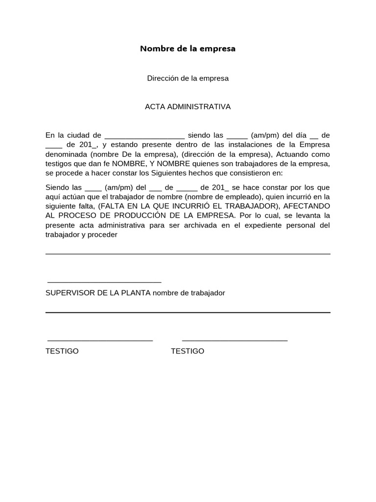 Acta Administrativa | PDF