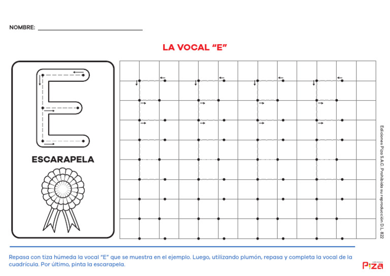 Actividad Preescolar: Vocal E para Colorear | PDF