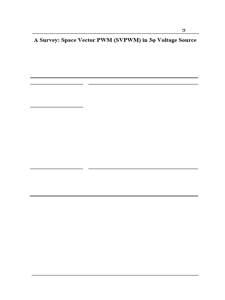 A Survey Space Vector PWM SVPWM in 3ph Voltage Sou | PDF | Power ...