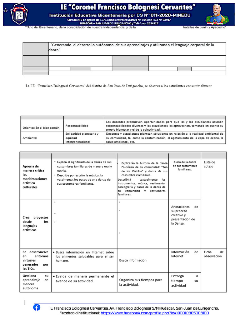 Eda 02 Ayc 1ro Ie FBC 2024 | PDF | Bailes | Aprendizaje