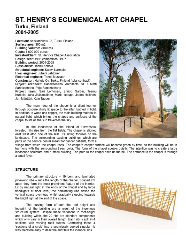 St. Henry's Ecumenical Art Chapel Design | PDF | Wall