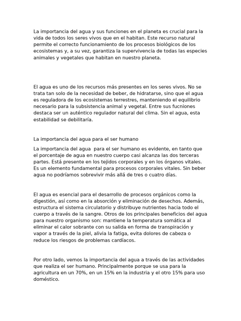 Importancia del Agua en Ecosistemas y Salud | PDF | Agua | Suelo