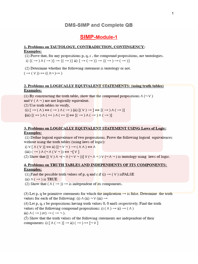 DMS Problems and Logic Exercises | PDF | Vertex (Graph Theory) | If And ...