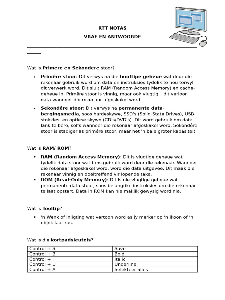 RTT Graad 10 Kwartaal1 | PDF